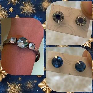 Elegant 3 Piece Silver and Blue Jewelry Set